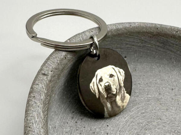 Fotogravur Hund auf Schlüsselanhänger