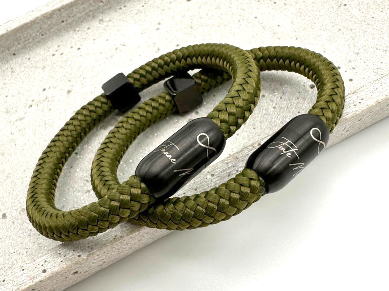 Partnerarmband Segeltau mit Gravur, Armband für Paare aus Segelseil, Gravur Verschluss Segeltau, Freundschaftsarmband