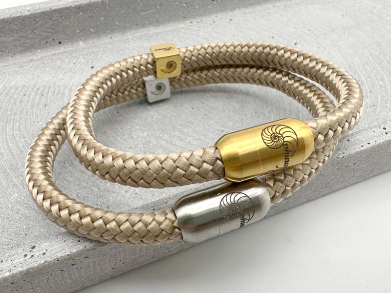 Partnerarmband aus Segeltau mit Gold und Silber Verschluss