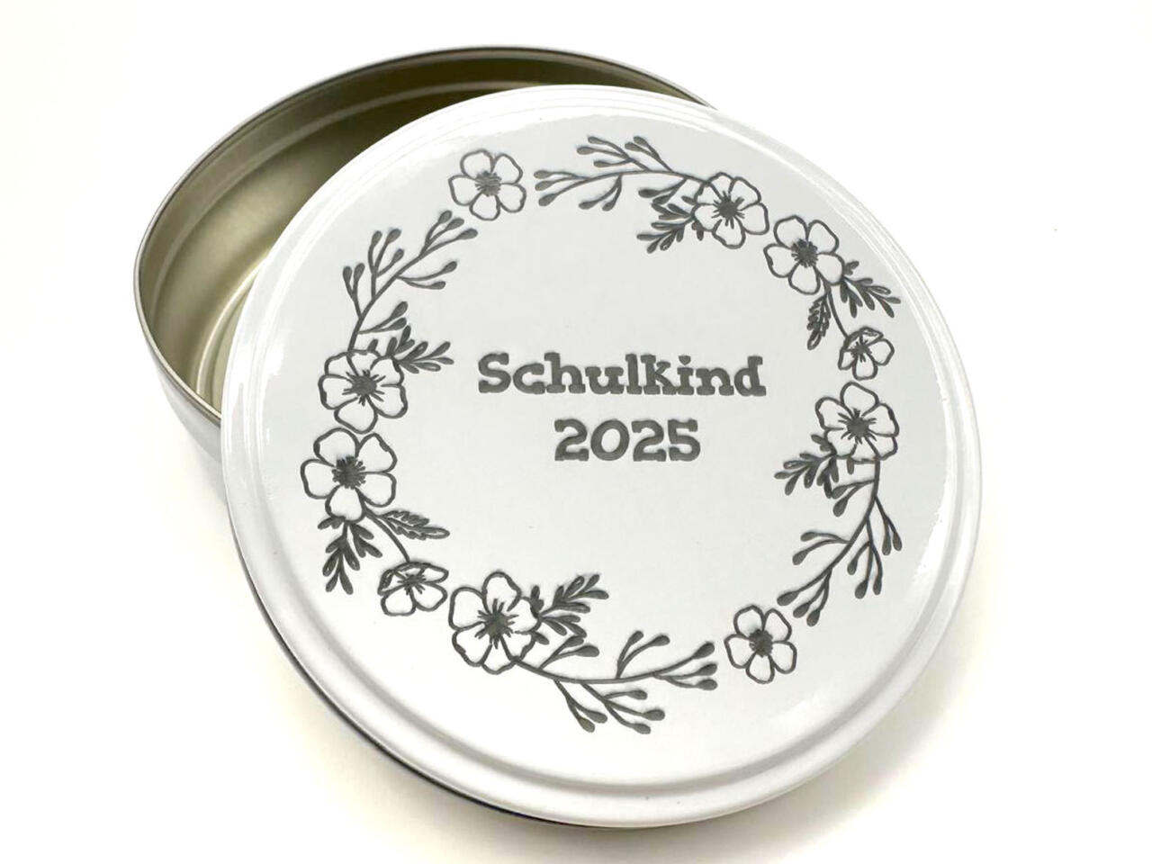 Schulkind 2025 Dose mit Blumenranke