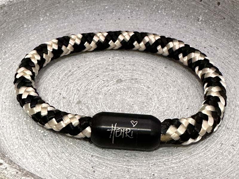 Segeltau Armband Schwarz Beige