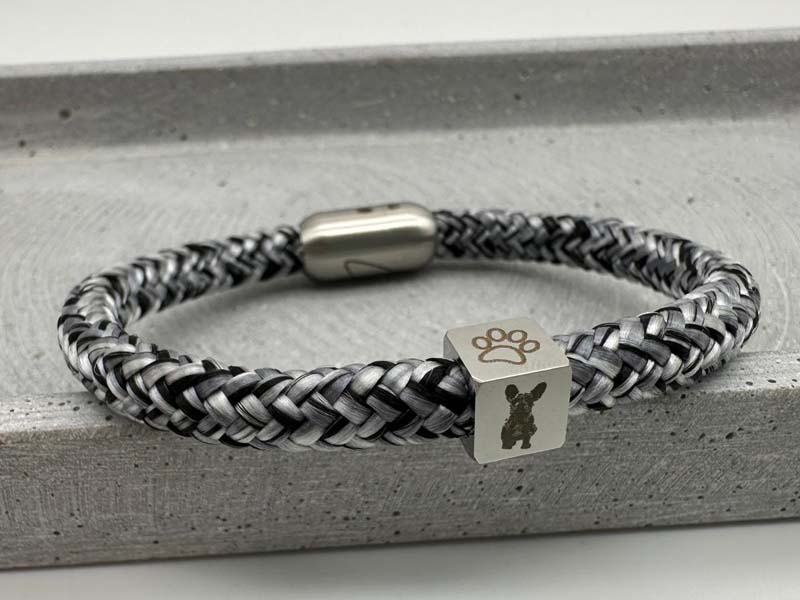 Segeltau Armband mit Fotogravur und Pfote