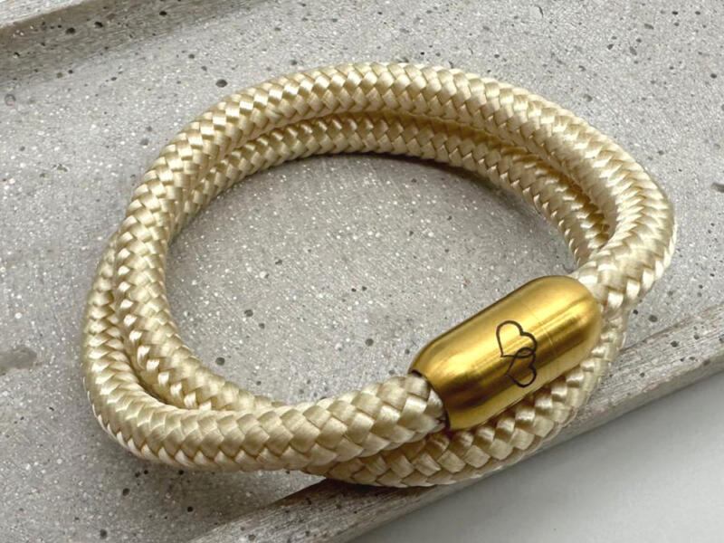 Segeltauarmband mit Gravur zweifach beige