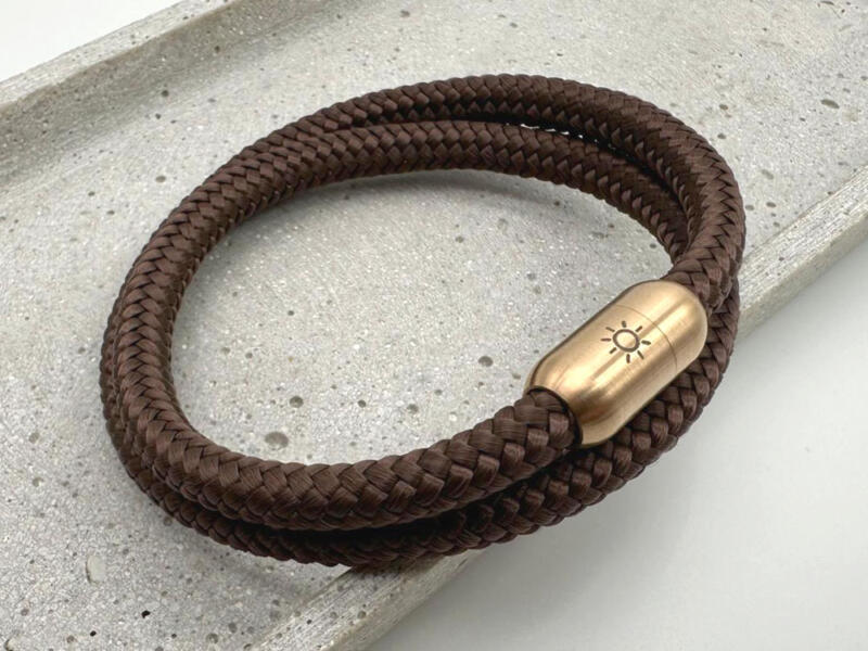 Segeltauarmband mit Gravur zweifach braun