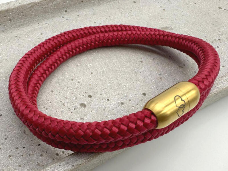 Segeltauarmband mit Gravur zweifach dunkelrot