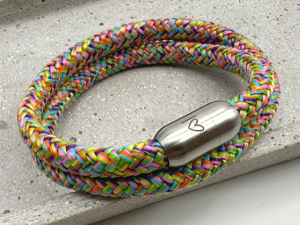 Segeltauarmband mit Gravur zweifach flower power
