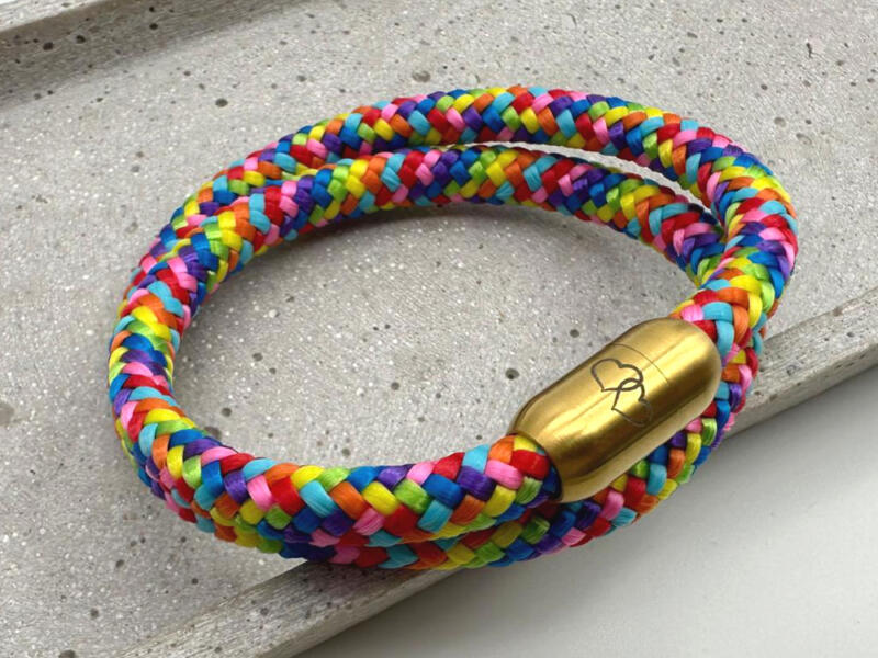 Segeltauarmband mit Gravur zweifach flower power_