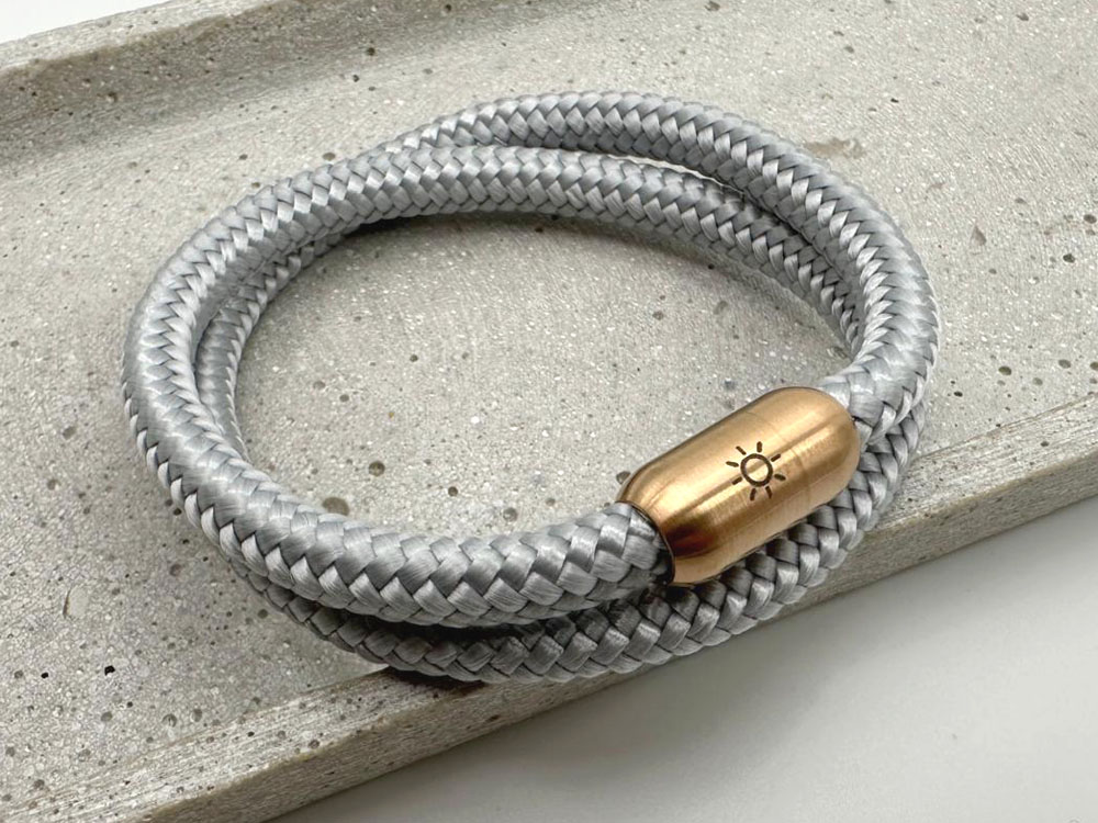 Segeltauarmband mit Gravur zweifach hellgrau