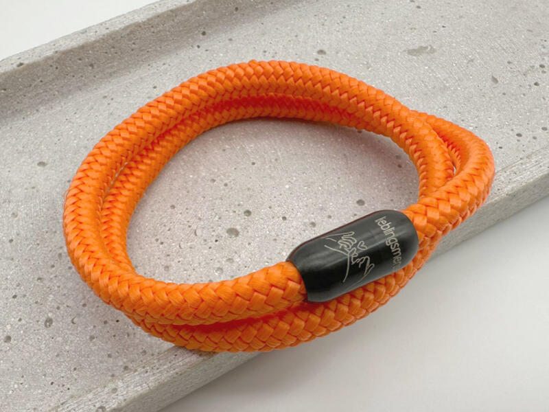 Segeltauarmband mit Gravur zweifach orange