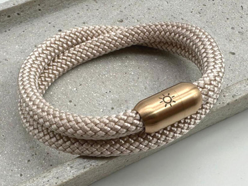 Segeltauarmband mit Gravur zweifach puderrosa