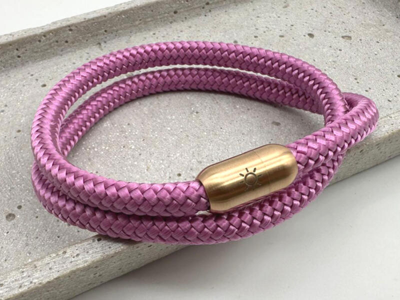 Segeltauarmband mit Gravur zweifach rosa