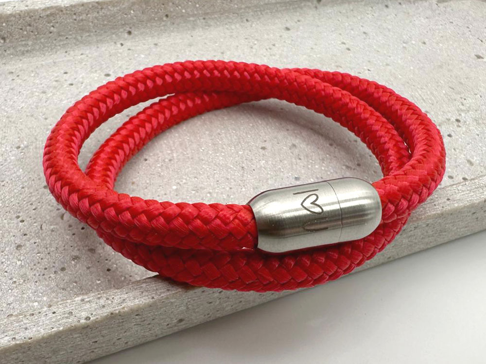 Segeltauarmband mit Gravur zweifach rot