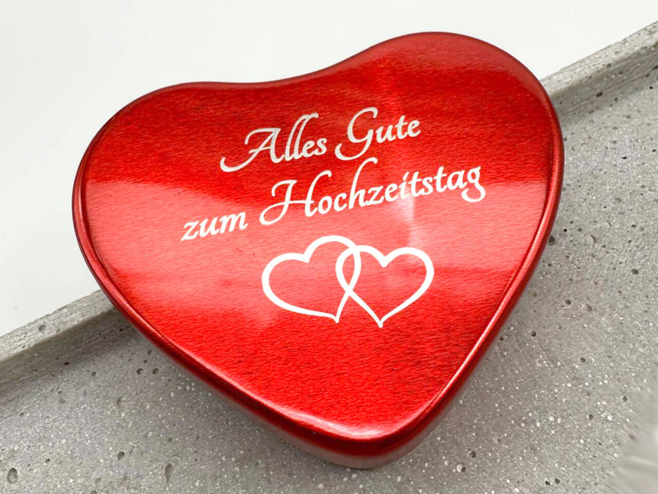 Alles gute zum Hochzeitstag Verpackung, Herzdose rot als Verpackung