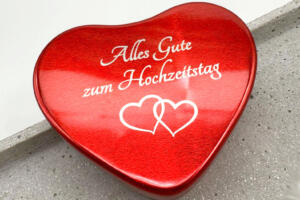 Alles gute zum Hochzeitstag Verpackung, Herzdose rot als Verpackung