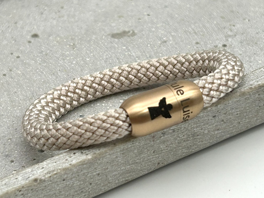 Armband mit Gravur aus Segeltau Rosé mit Engel