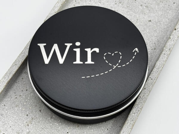 Dose mit Wir Gravur, Partnerdose schwarz, Wir gehören zusammen