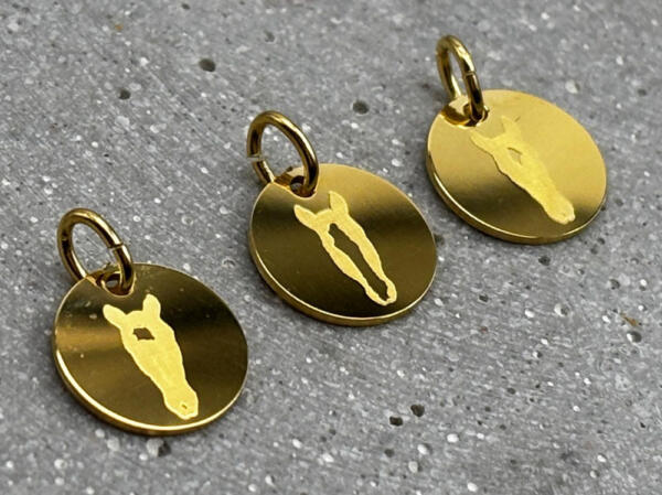 Gravuranhänger Gold mit Pferdekopf Gravur