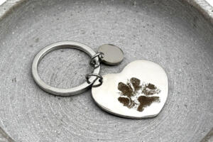 Gravuranhänger Herz Silber mit Hundepfote