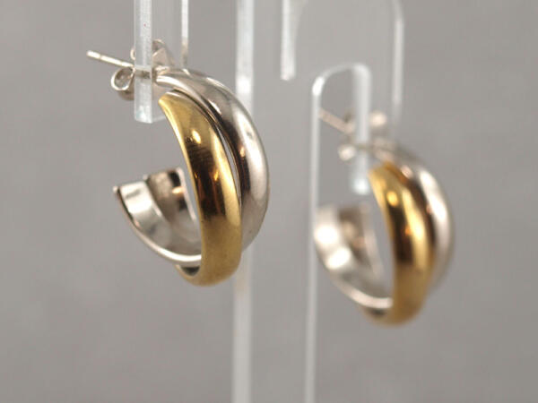 Modische Creolen zweifarbig, Gold und Silber Creolen