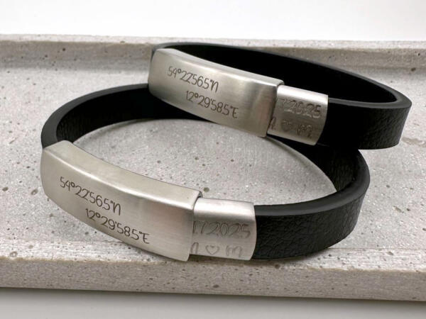 Partnerarmband mit versteckter Gravur, breites Armband aus Leder für Paare