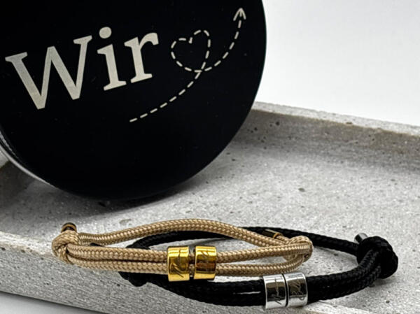 Schiebeknoten Armband aus Segeltau größenverstellbar mit individueller gravur namensarmband für paare
