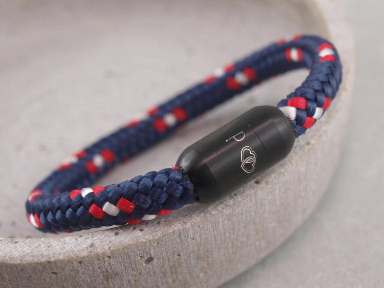Segeltau Armband Herren mit Gravur Herz Marine Stoffarmband mit Gravur Männergeschenk