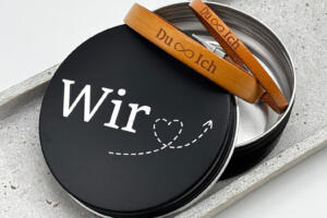 Set mit Partnerarmband und Dose, Du und ich
