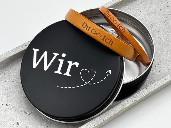 Set mit Partnerarmband und Dose, Du und ich