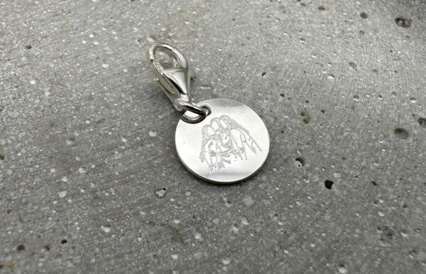 Charm mit rundem Anhänger mit Gravur, Freundinnen BFF