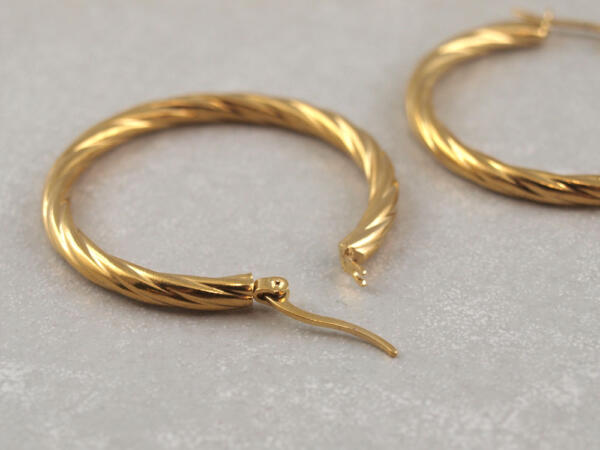 Große Creolen aus Chirurgenstahl gedreht 40 mm, Creolen Gold und Silber