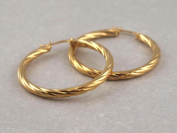 Große Creolen aus Chirurgenstahl gedreht 40 mm, Creolen Gold und Silber
