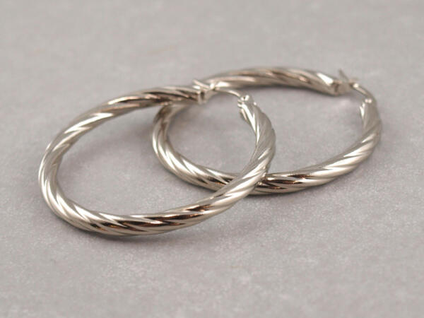 Große Creolen aus Chirurgenstahl gedreht 40 mm, Creolen Gold und Silber