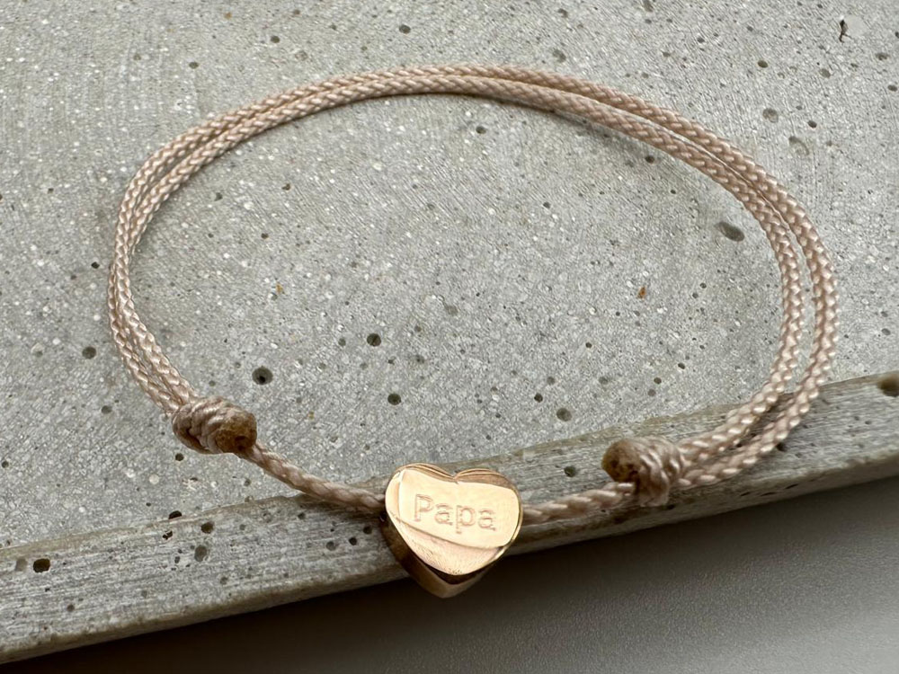 Herzperlenarmband mit Gravur Papa