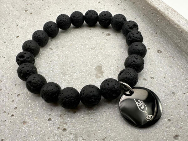 Lavaperlen Armband mit Gravuranhänger mit Aparol Spritz