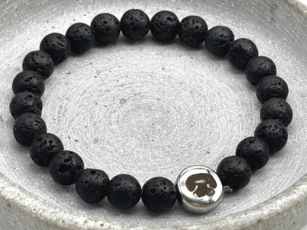 Lavaperlenarmband mit Gravurperle Nasengravur Hund