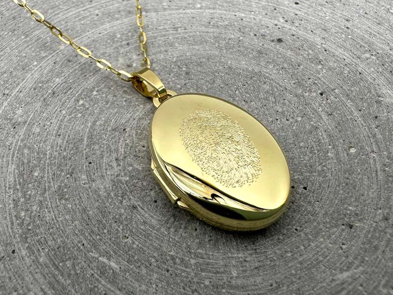 Medaillon Echt Gold mit Fingerabdruck Gravur