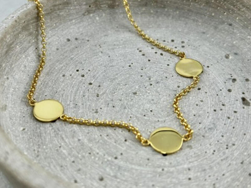 Namenskette Gold mit drei Plättchen, Familienkette Gold