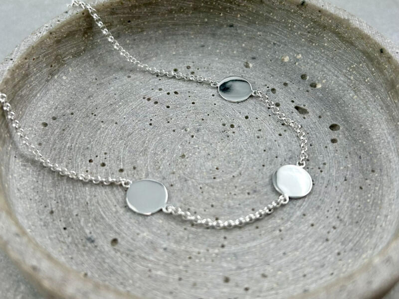 Namenskette Silber mit Gravur, drei Plättchen