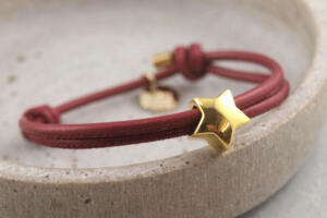 Nappalederarmband mit Sternperle inklusive, größenverstellbar