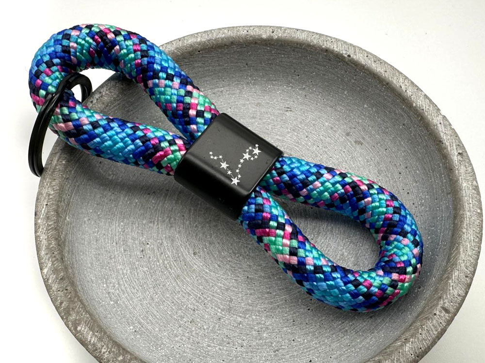 Schlüsselanhänger aus Segelseil, Schlaufe Farbe Herbst Blau