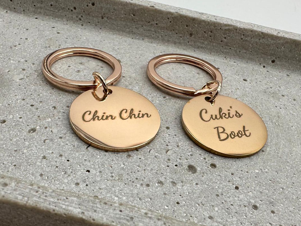 Schlüsselanhänger mit Gravur Roségold, wasserfest