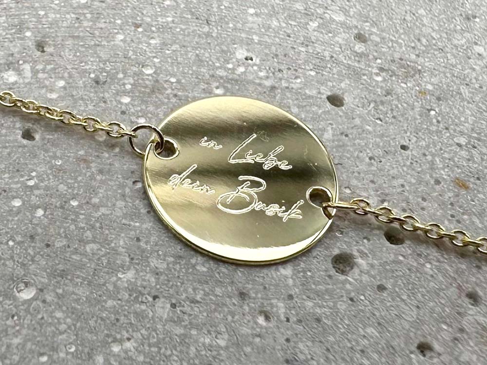 333 Gold Armband mit Gravurplättchen
