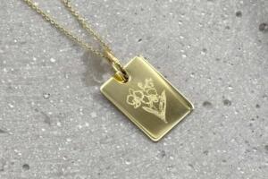 Anhänger echt Gold mit Blumengravur