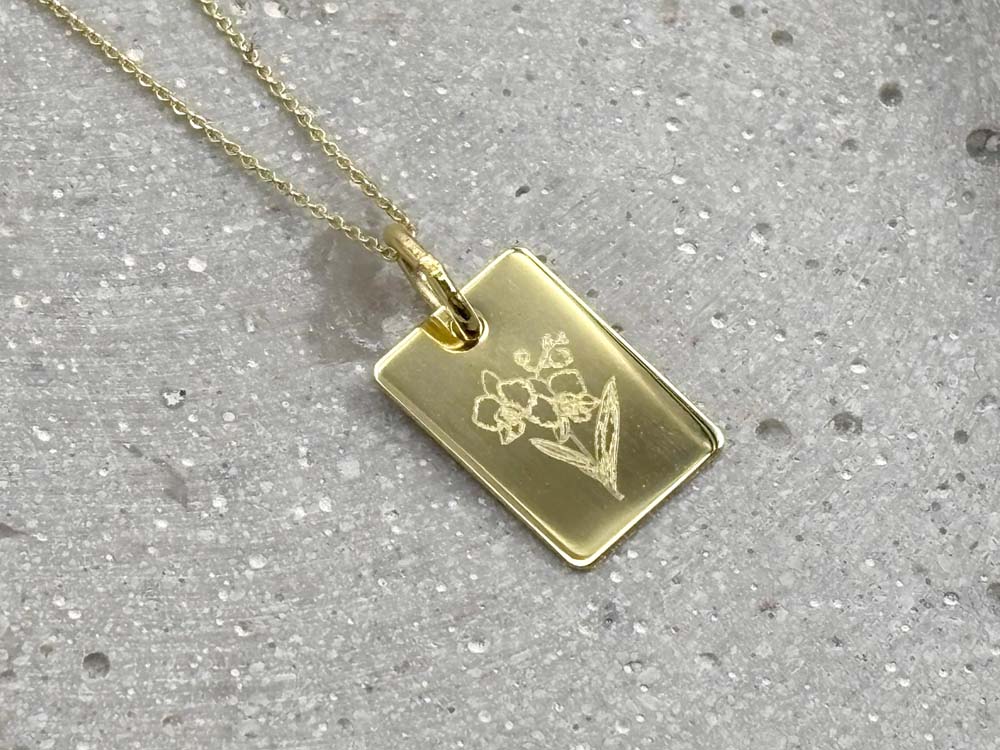 Anhänger echt Gold mit Blumengravur