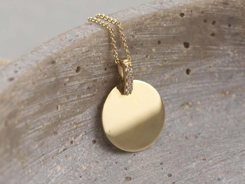 Echt goldener Anhänger mit 4 Zirkonia Steinen