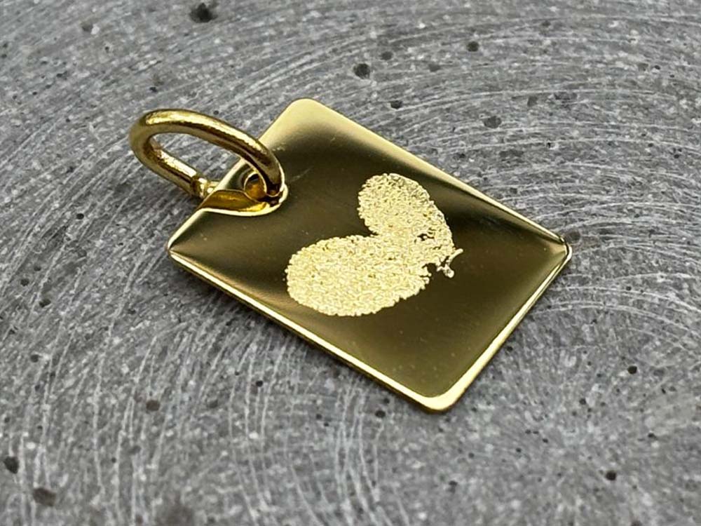 Echt goldener Anhänger mit Fingerabdruck Herz
