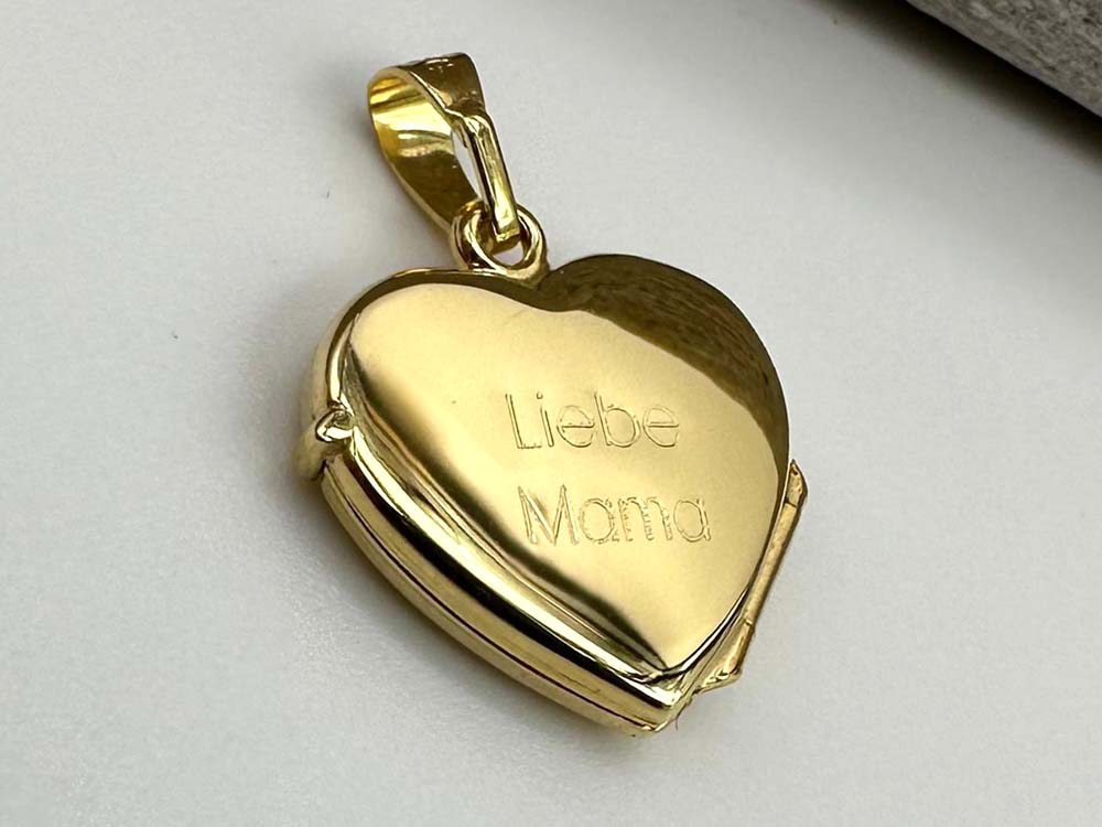 Echt goldenes Medaillon Herz mit Gravur