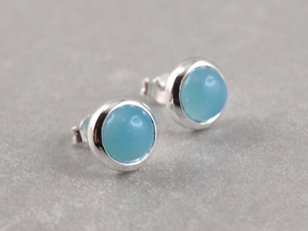 Edelstein Ohrringe 925er Silber Nickelfrei, Rosenquarz oder Chalcedon