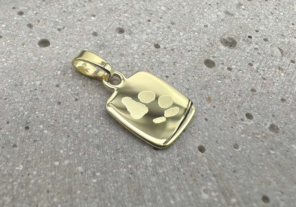 Gravuranhänger Gold 333 mit Pfotengravur