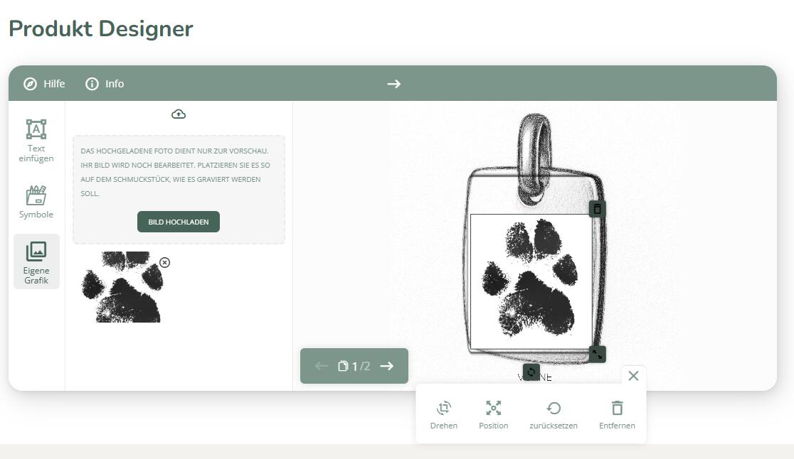 Individuelle Gravur einfügen